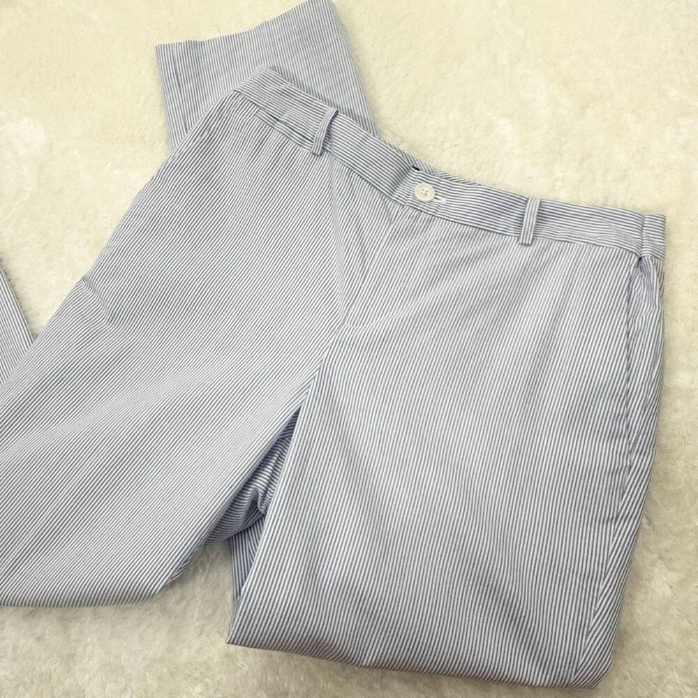 Lauren Ralph Lauren Edita Vertical Blue Railroad Stripe Pants Trousers Slacks -